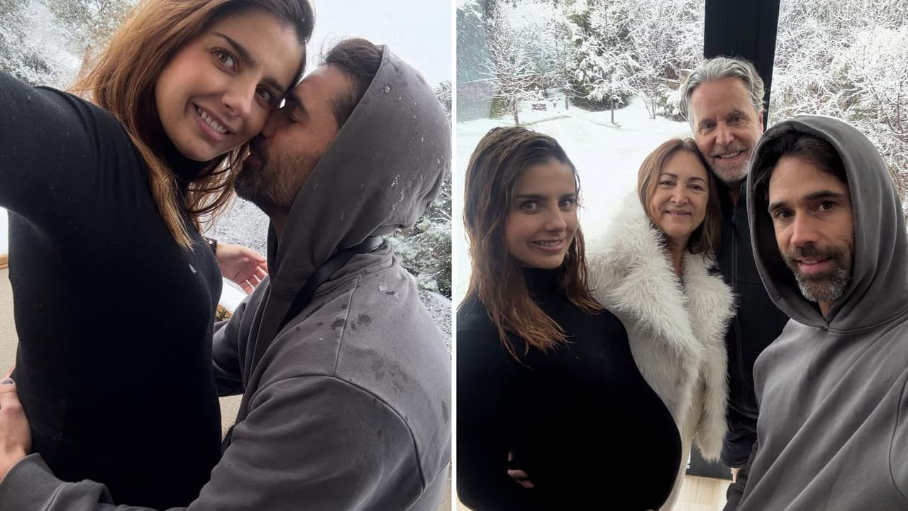 Michelle Renaud con Matías Novoa y sus suegros.