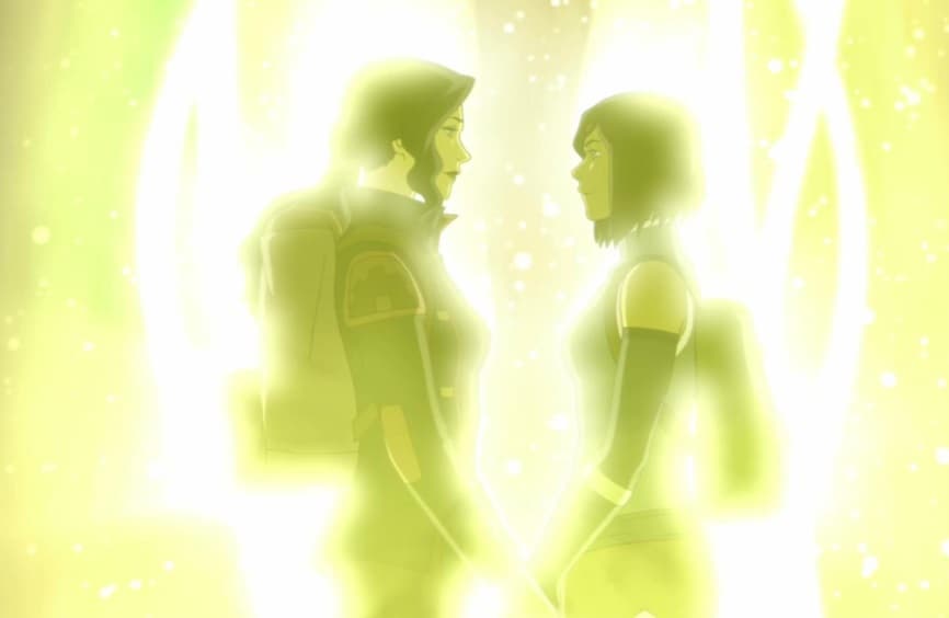 <b>Korra</b>
<br>La protagonista de la secuela ‘Avatar, la leyenda de Aang’ (2005) termina su propia serie imaginando un futuro a lado de su mejor amiga y pareja, Asami.
