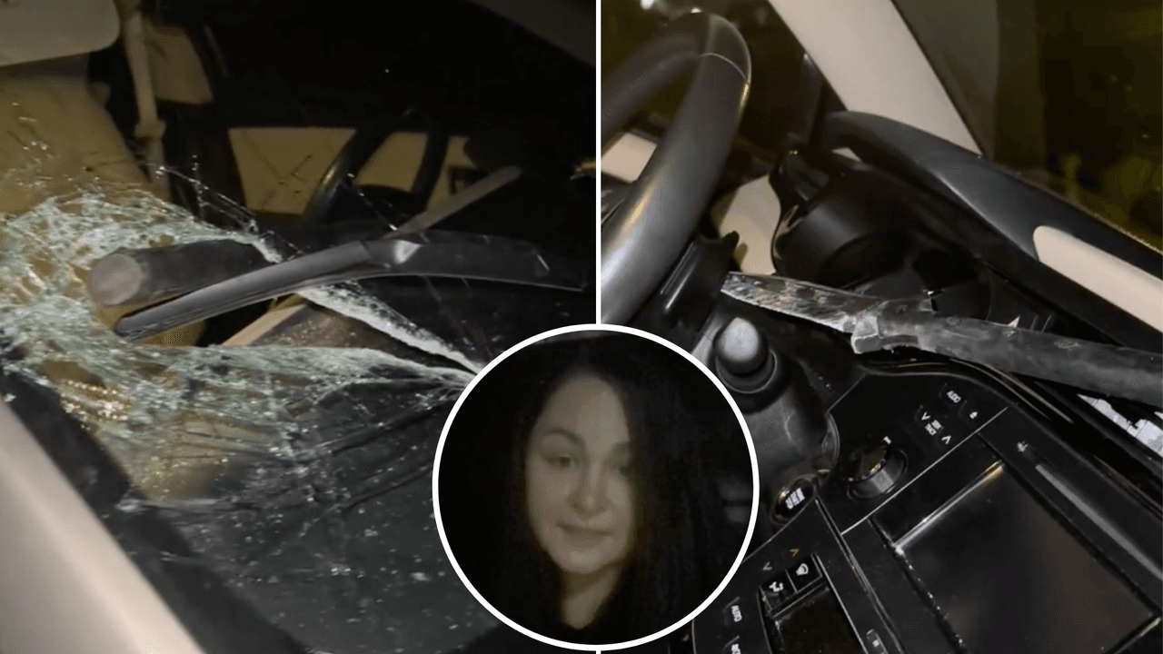 Está viva de milagro: una mujer cuenta cómo le aventaron una lanza en su auto en Texas