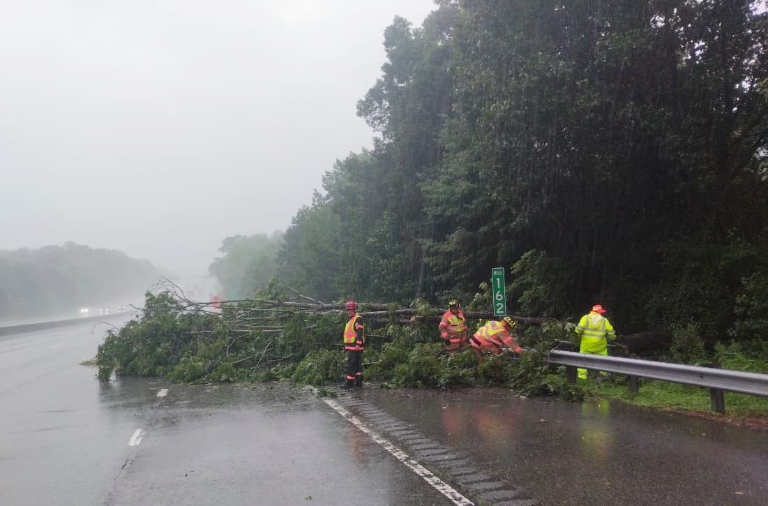 La caída de árboles afectó el tránsito en calles y autopistas, requiriendo los oficiales del alguacil en Orange, el apoyo de otras agencias.