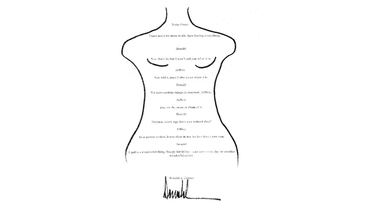 Con un dibujo de mujer desnuda: qué dice el mensaje aparentemente enviado por Trump a Epstein que publicaron los demócratas de la Cámara Baja