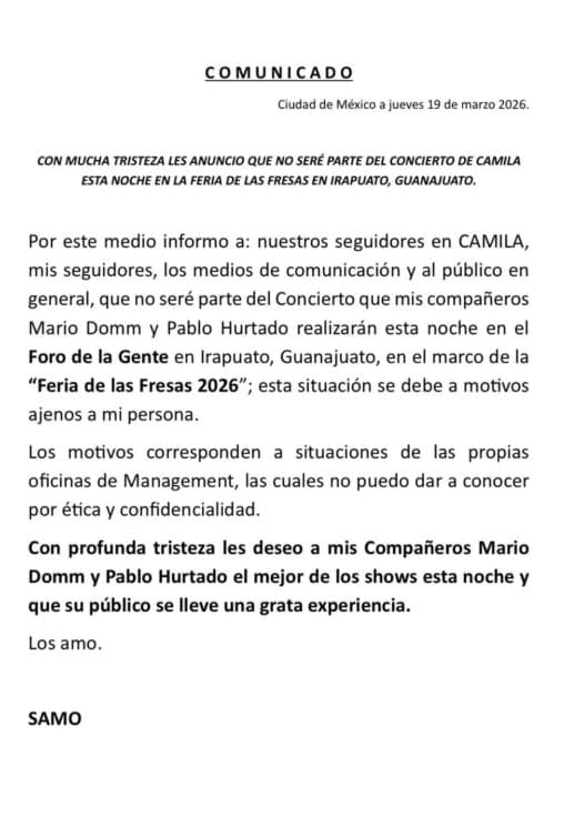 Comunicado de Samo.