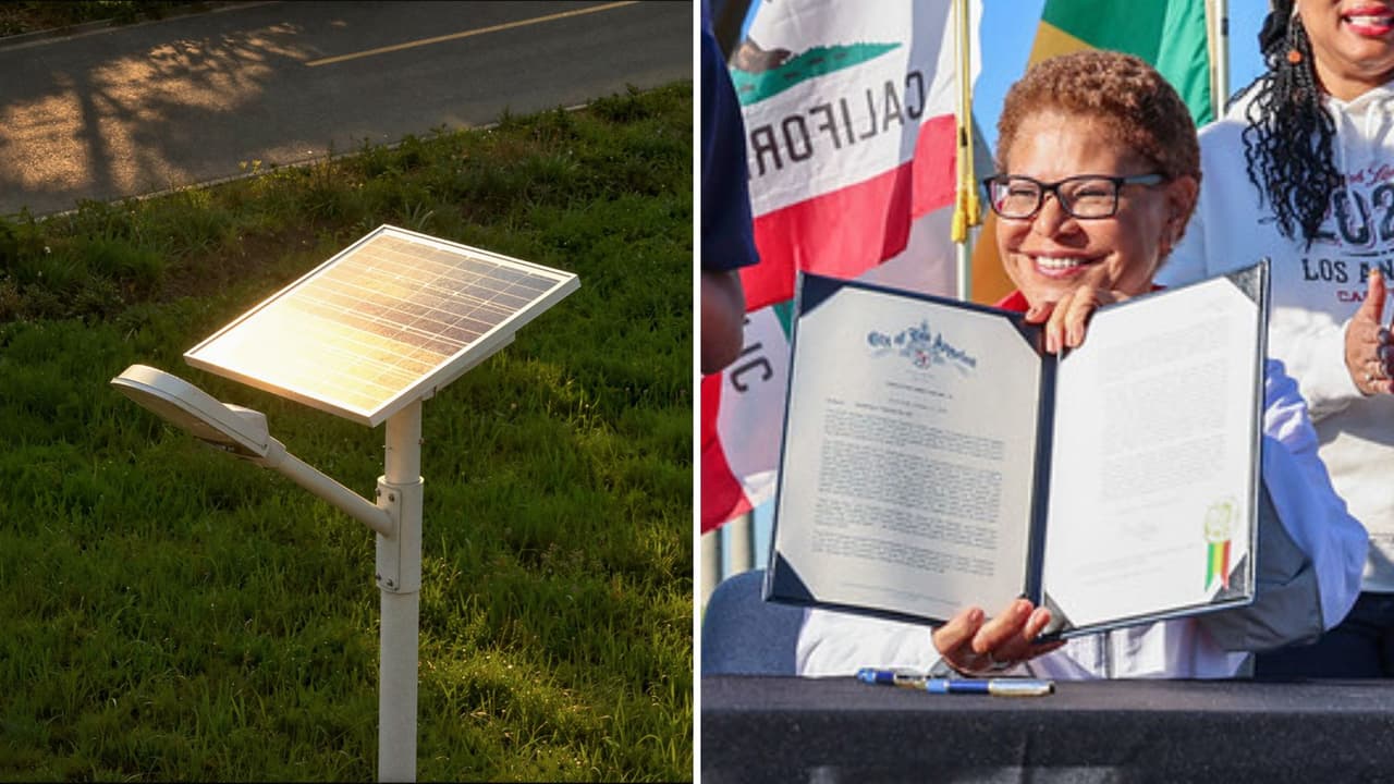 Los Ángeles combate robo de cable de cobre con 60,000 postes solares