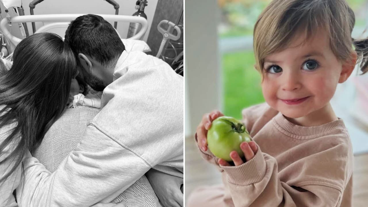 Melissa Mae Carlton y su esposo en el hospital junto a su hija Molly.