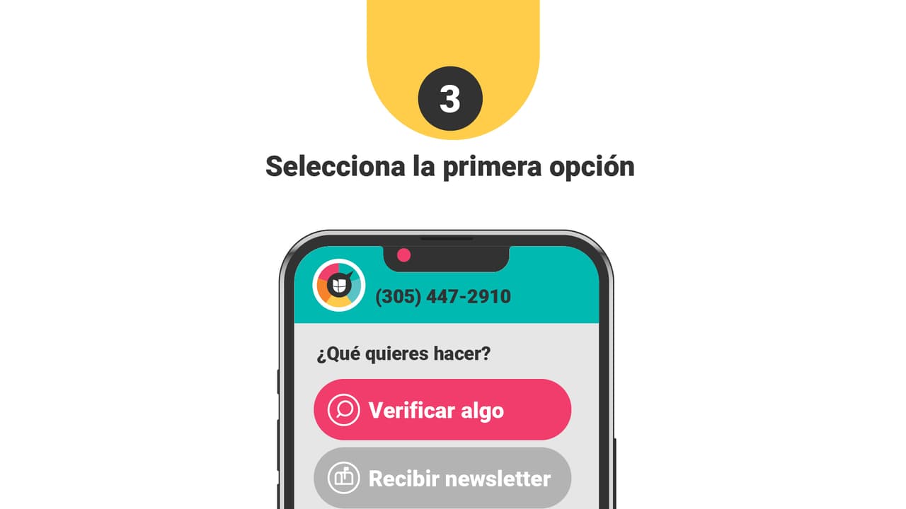 El chatbot te ofrecerá la opción de verificar algo.