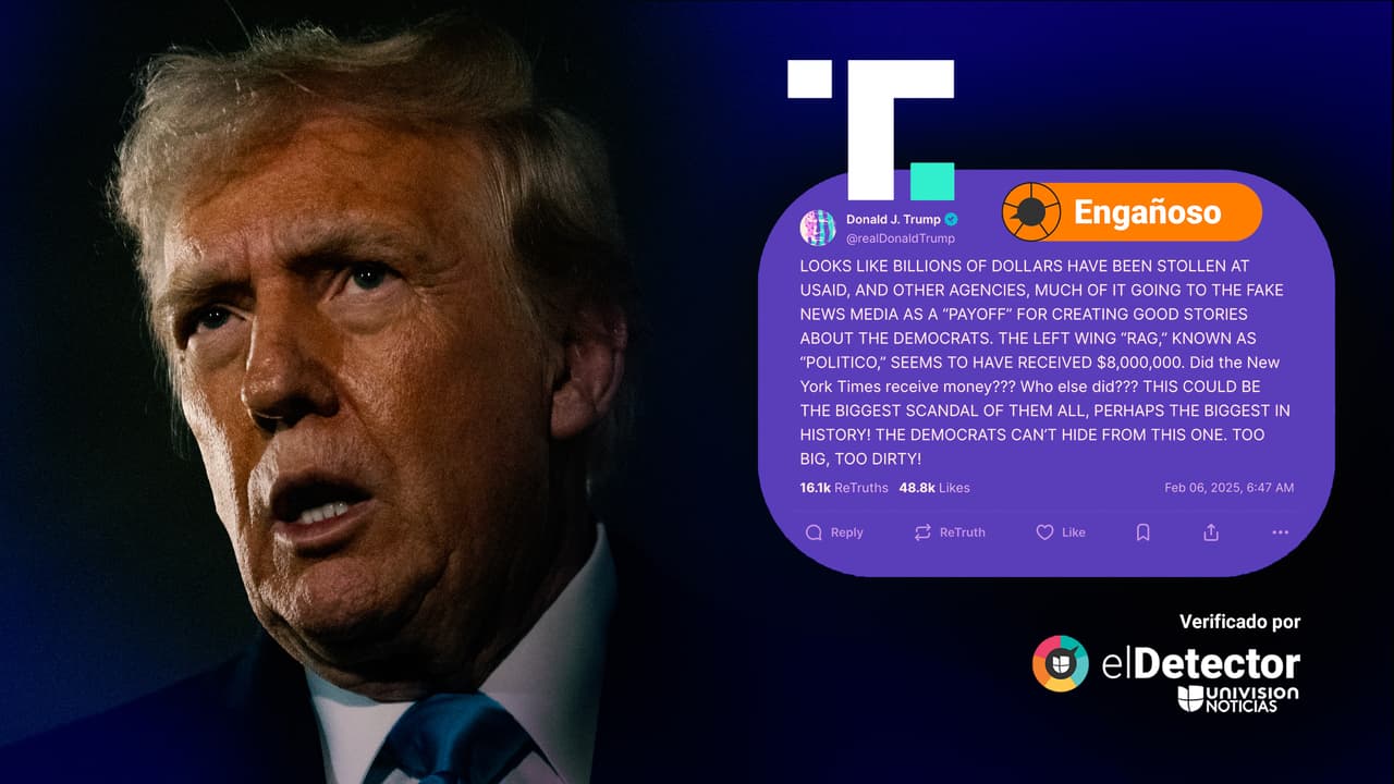 Trump hace afirmación engañosa sobre 8 millones de dólares pagados desde agencias federales a Politico: eran contratos de suscripción