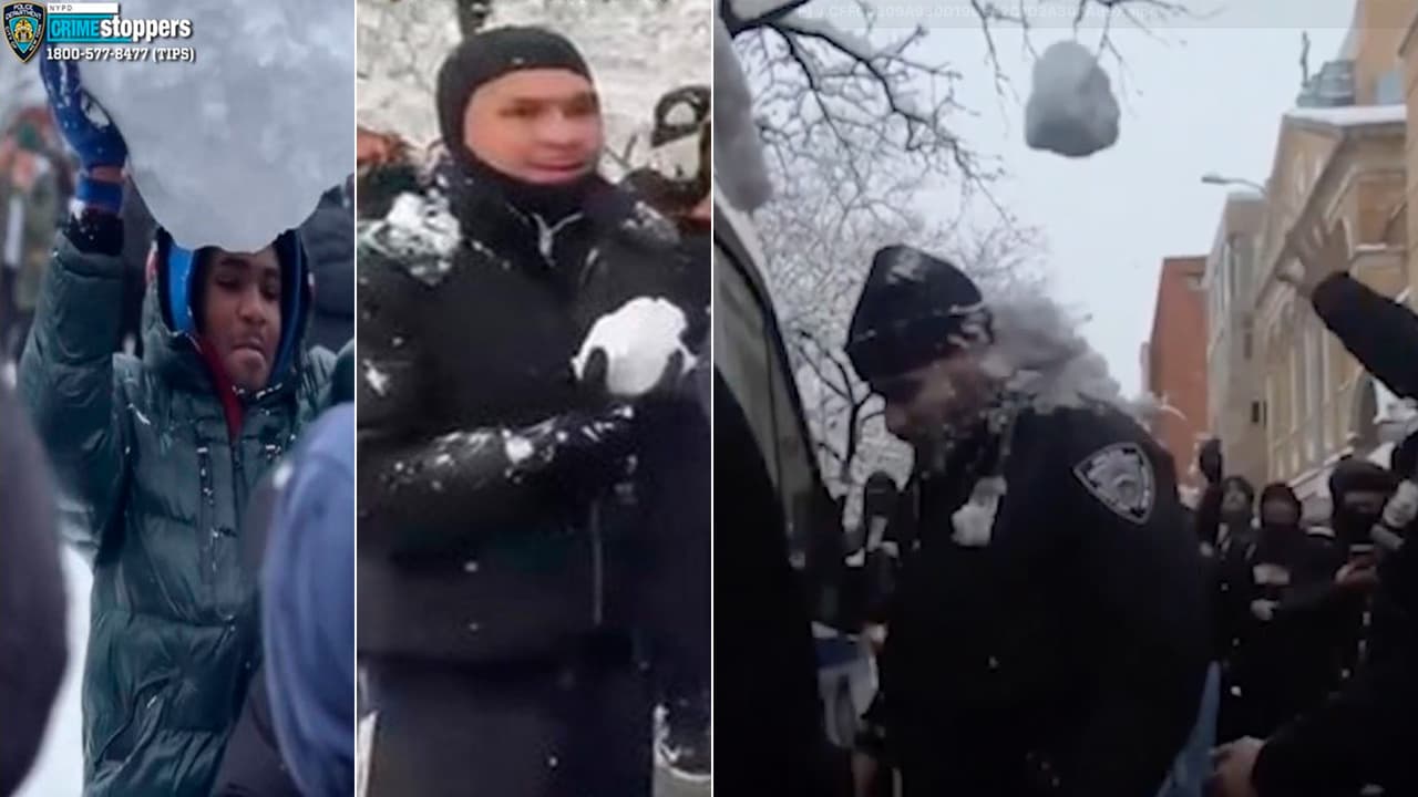 Buscan a cuatro sospechosos por agredir con bolas de nieve y hielo a oficiales del NYPD