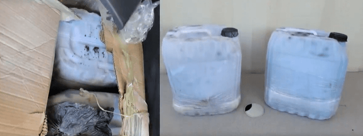 Miles de
<b>píldoras de fentanilo fueron localizadas dentro de contenedores</b>.