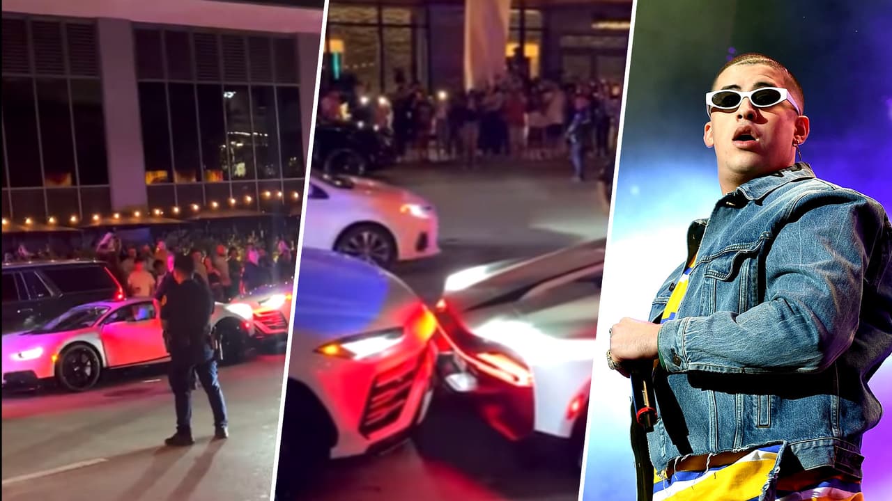 En video: Un Lamborghini Urus chocó el Bugatti Chiron de Bad Bunny