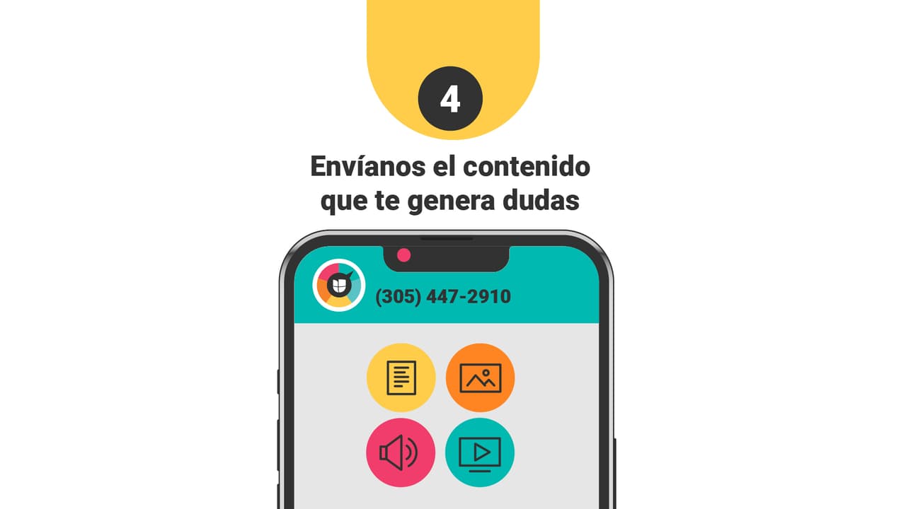 Puedes mandarnos textos, imágenes, audios o videos, lo que quieras que verifiquemos.