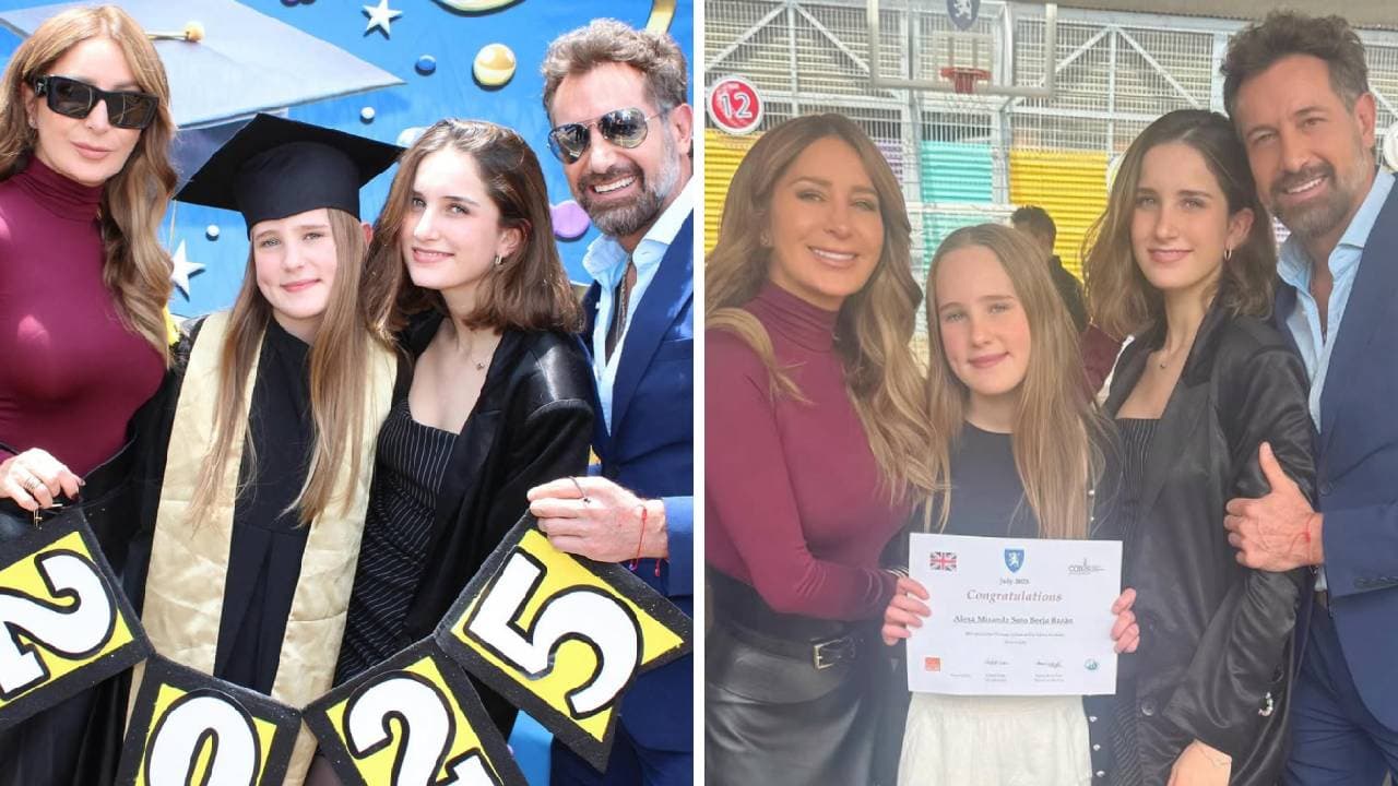 Gabriel Soto, Geraldine Bazán y su hija Elissa acompañaron a Miranda en su graduación escolar.