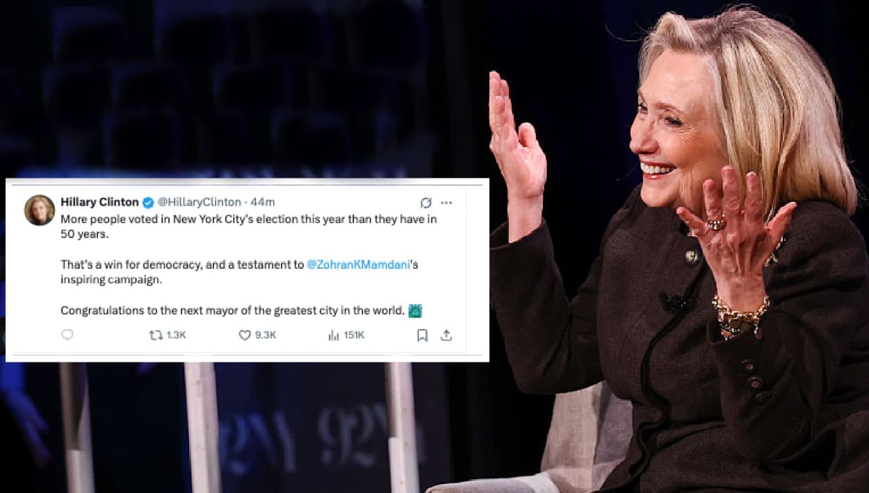 La ex secretaria de Estado Hillary Clinton celebró que "más personas votaron en las elecciones de la ciudad de Nueva York este año que en los últimos 50 años". Agregó que "esto representa una victoria para la democracia y un testimonio de
<b> la inspiradora campaña de Zohran K. Mamdani</b>. ¡Felicitaciones al próximo alcalde de la mejor ciudad del mundo!"