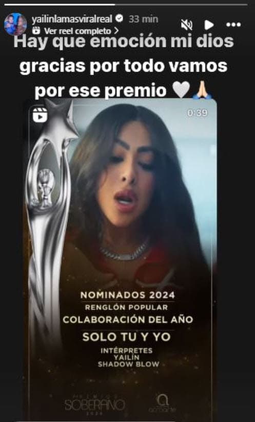 Yailin La Más Viral nominada a los Premios Soberano 2024.