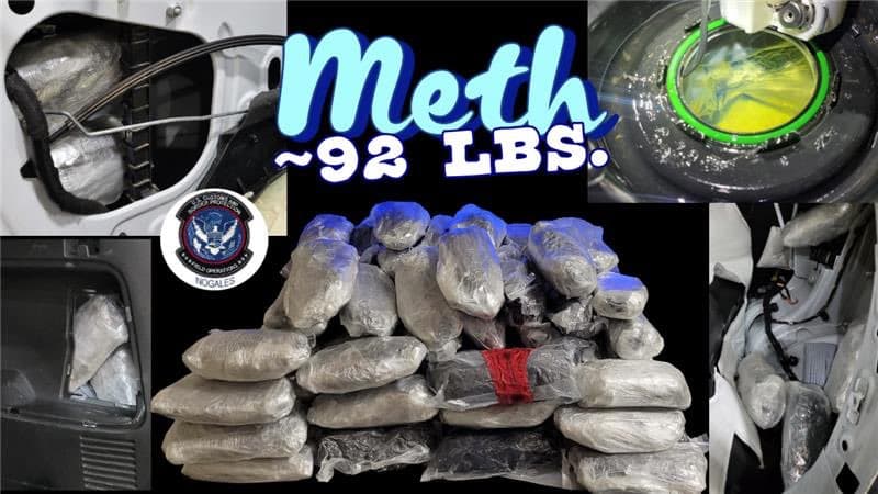 <b>Tanque de gasolina y carrocería de otro vehículo fueron ocupados para intentar esconder casi 100 libras de metanfetamina</b>, localizadas por la autoridad.