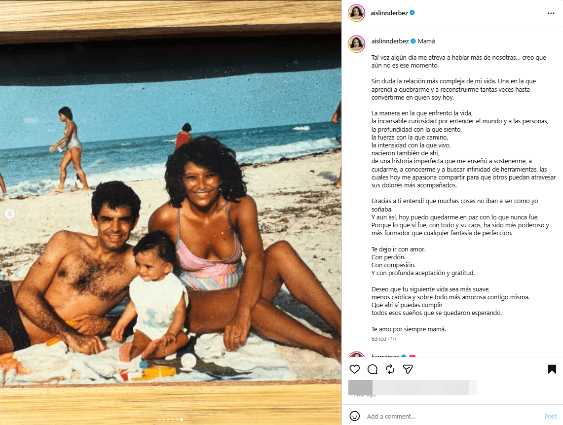 Aislinn Derbez dedicó mensaje a su fallecida mamá.