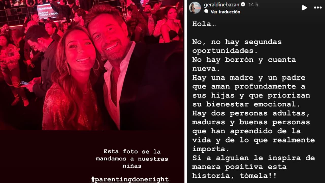 Geraldine Bazán publica mensaje tras foto con su exesposo Gabriel Soto.