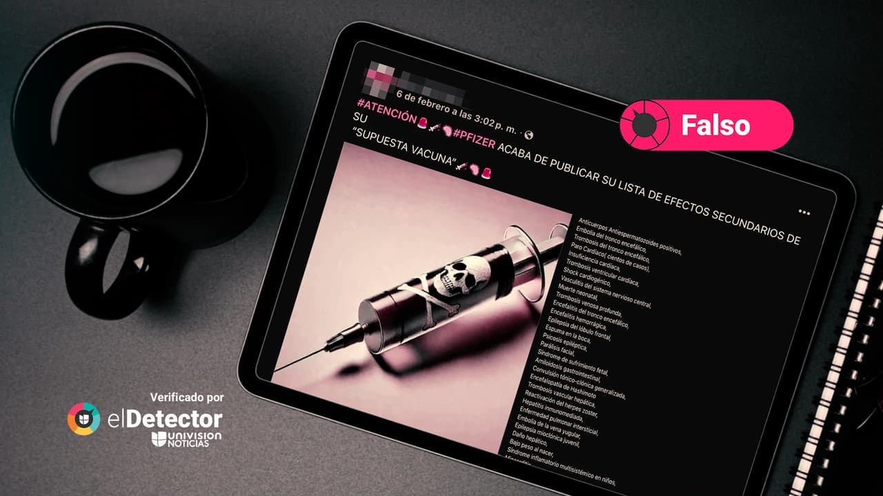Pfizer NO “acaba de publicar” esa supuesta lista de “efectos secundarios” de su vacuna para el covid-19