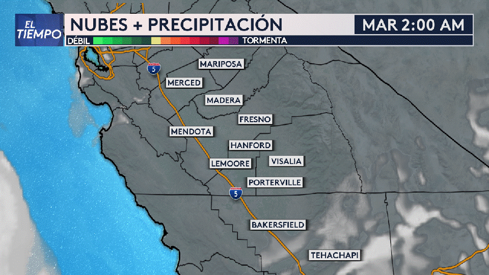 <b>Así estarán las nubes y precipitaciones en las próximas horas</b>.