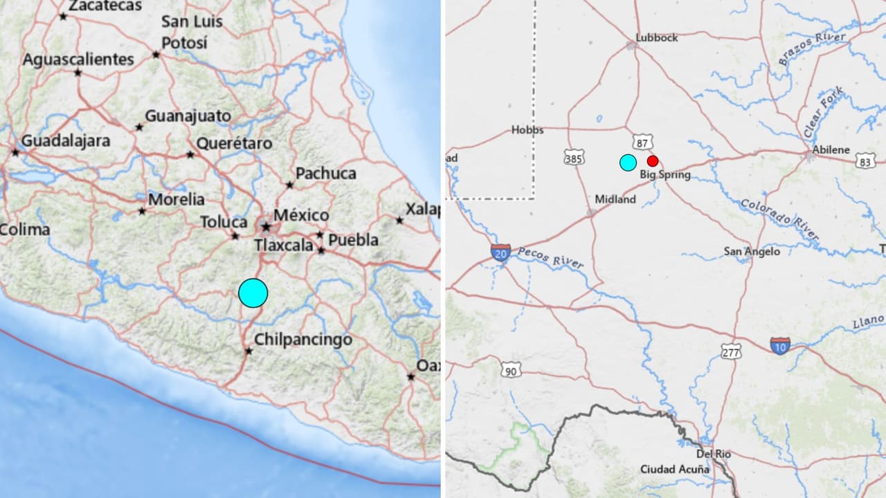Qué se sabe de un temblor en el oeste de Texas y otro en el centro de México
