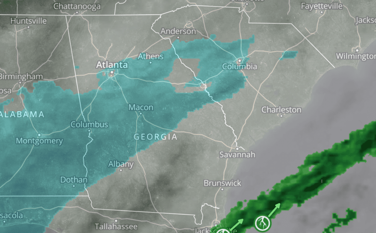Alertas por la tormenta invernal en Georgia se desplazan al norte y aumenta la probabilidad de nieve