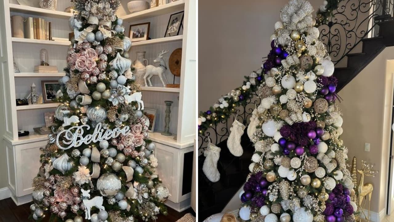 Árboles de Navidad llenos de adornos