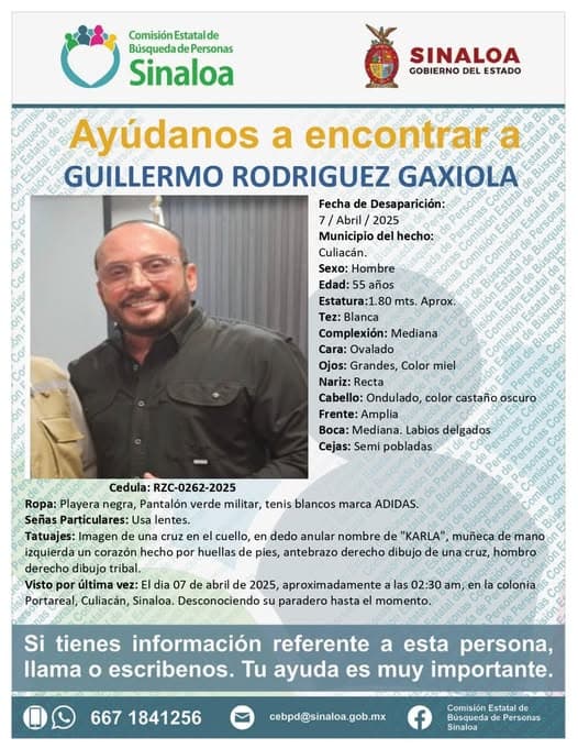 Minutos después de la masacre, ese mismo día -alrededor de las 2:30 de la madrugada- el propietario de Shaddai y otros centros, identificado como
<b><a href="https://www.univision.com/local/arizona-ktvw/centro-rehabilitacion-culiacan-chapitos-centros-rehabilitacion" target="_blank">Guillermo Rodríguez Gaxiola, fue sacado violentamente de su casa, también ubicada en Culiacán</a></b>, por un comando armado.