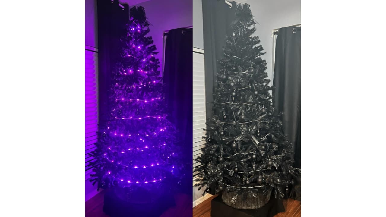 Árbol de Navidad negro con luces