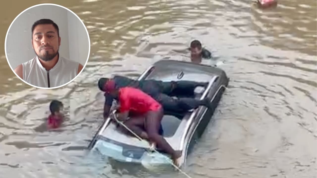 "El coche estaba cubierto de agua": El hispano que arriesgó su vida para salvar a una mujer atrapada tras el paso de Beryl en Houston