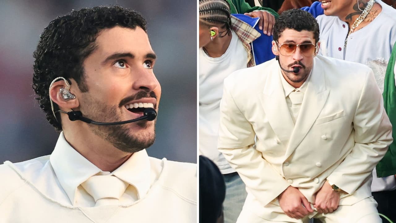 Look de Bad Bunny en Super Bowl: su moda de género fluido, denuncias y más mensajes que ha enviado