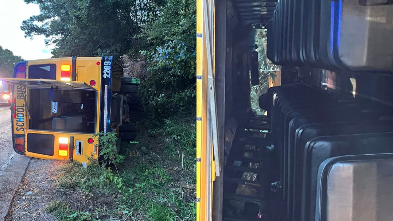 Tercer accidente esta semana: se vuelca autobús de Cleveland ISD con 58 estudiantes