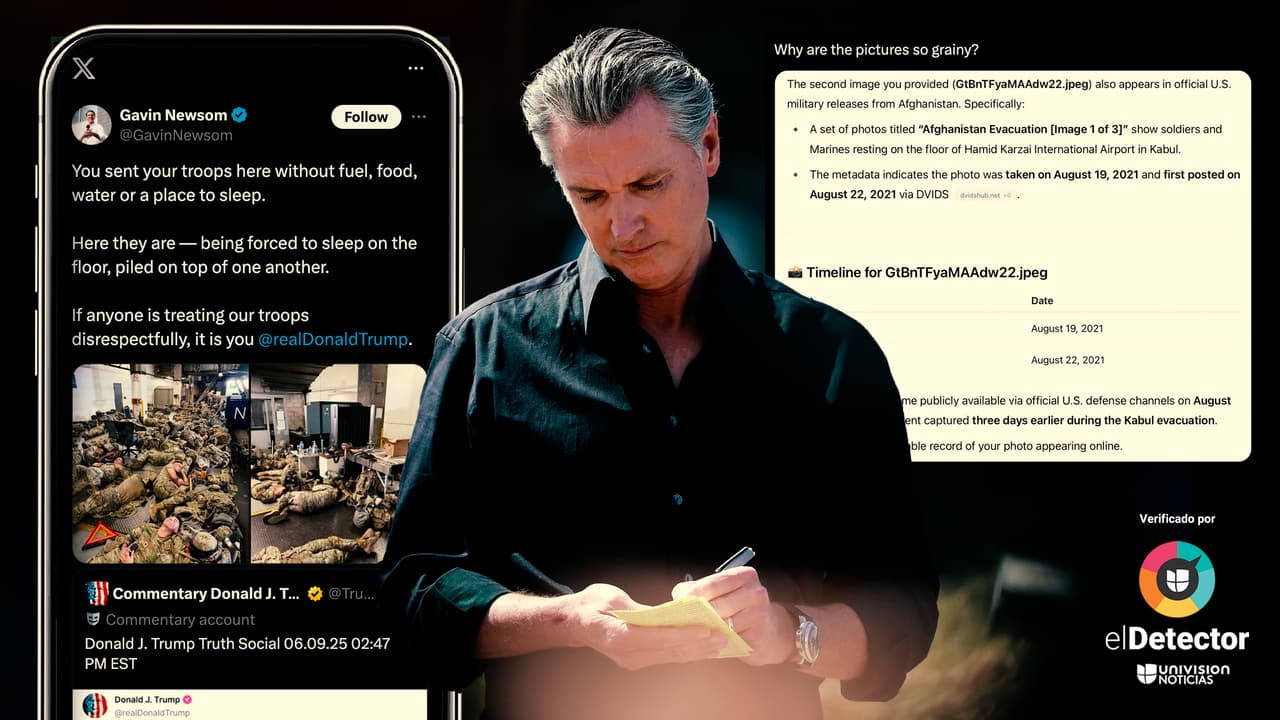 Newsom y las fotos de "guardias nacionales durmiendo en el suelo": esto es lo que sabemos