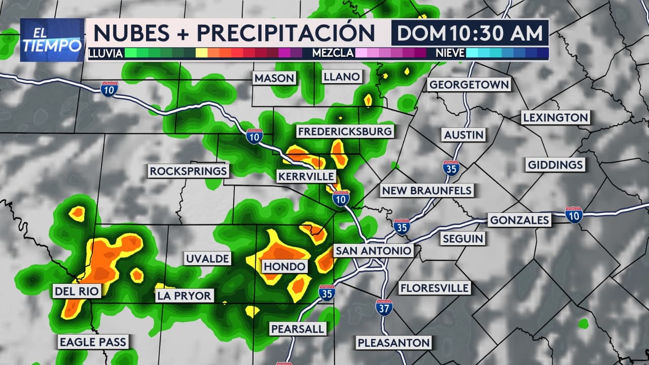 Lluvias continuarán durante todo el fin de semana, con acumulados de 1 a 3 pulgadas, y en algunos puntos aislados hasta 6 pulgadas. La mañana del domingo se esperan tormentas en Kerrville, así como en Hondo y Del Rio.