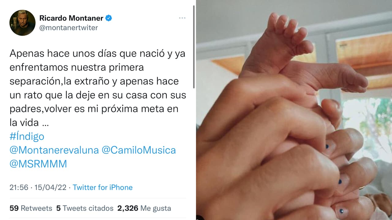 Con este conmovedor tuit, compartió como él y su nieta
<b>"enfrentamos nuestra primera separación"</b>: "La extraño y apenas hace un rato que la dejé en su casa con sus padres. Volver es mi próxima meta en la vida".