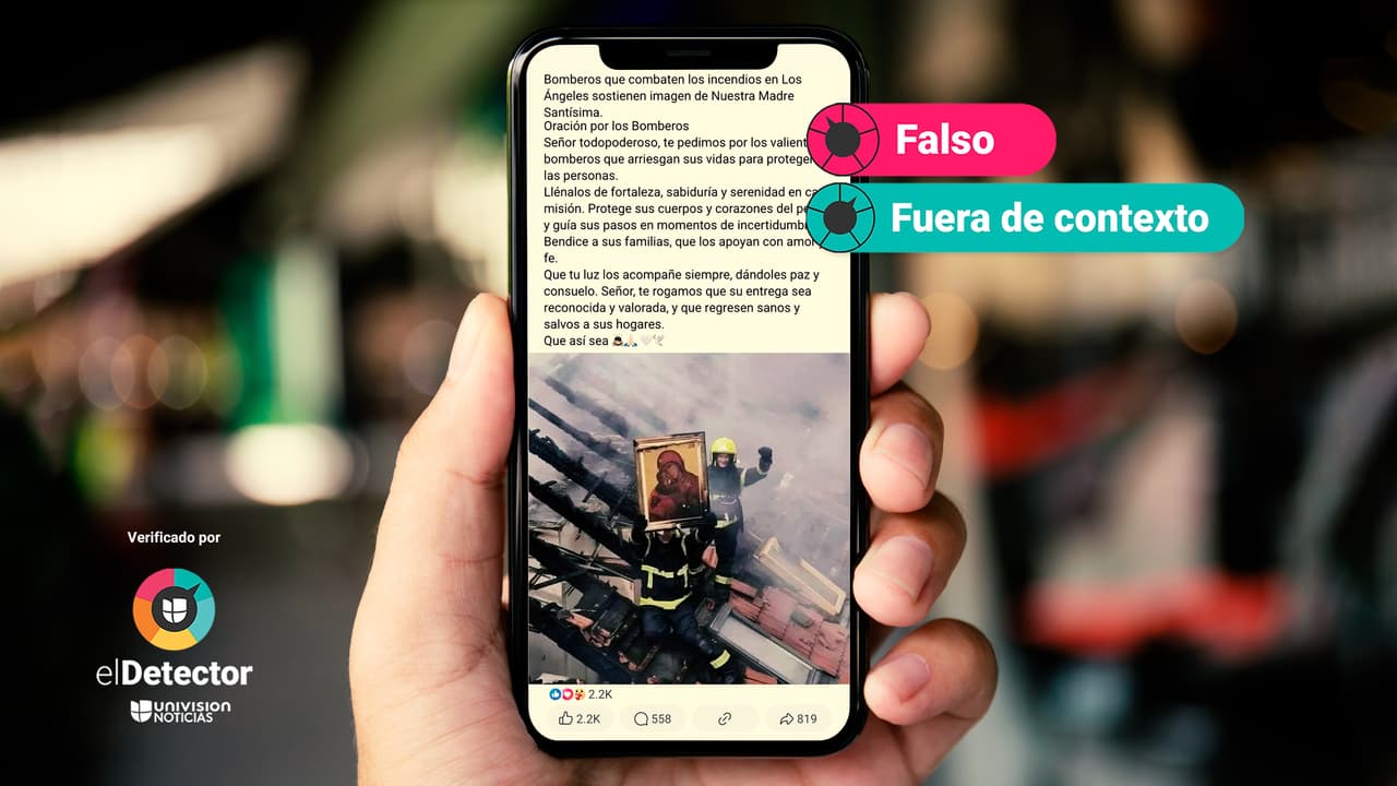 Es falso que esos bomberos encontraron una imagen religiosa que se salvó de los incendios en Los Ángeles: ocurrió en Europa