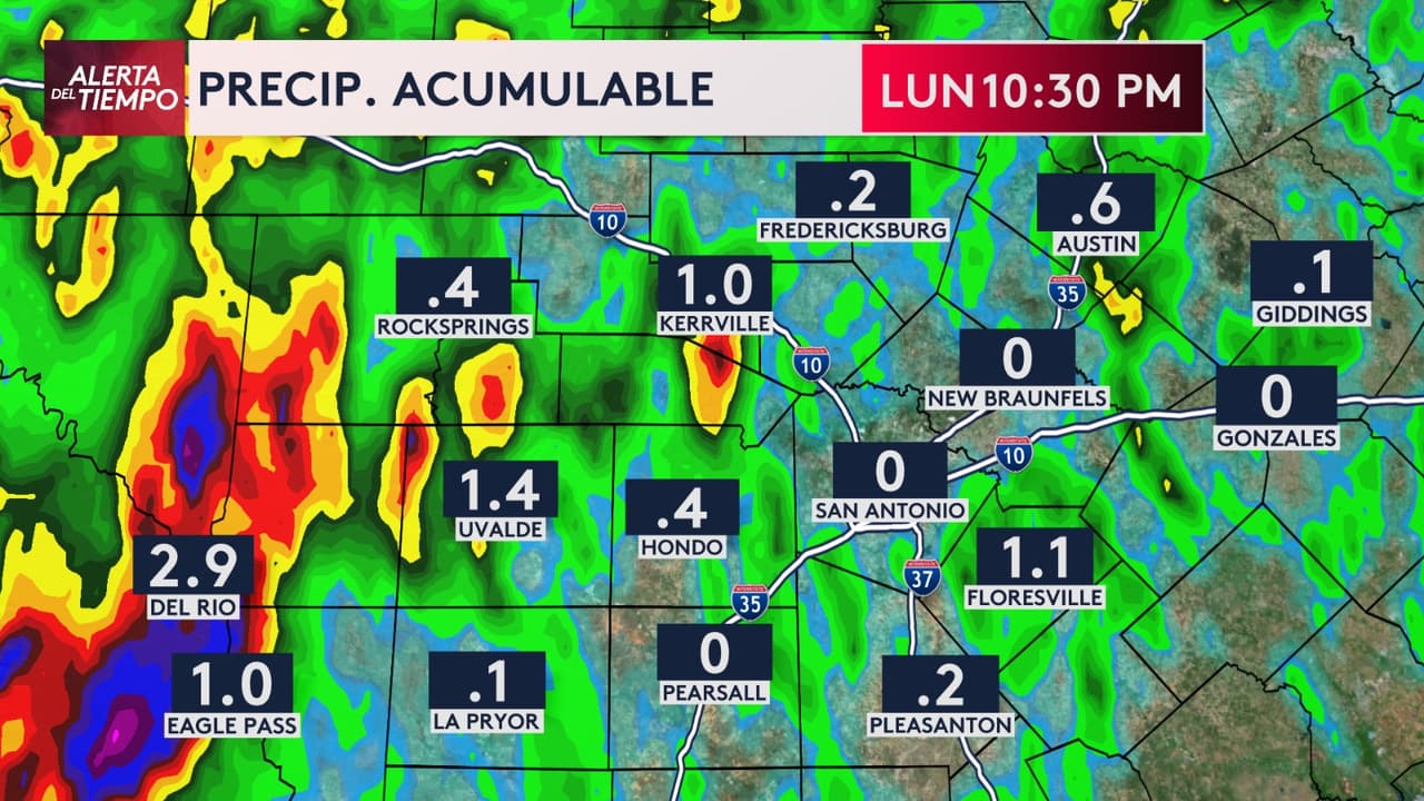 El riesgo puede continuar este lunes, pues se estima que la precipitación acumulable sea de hasta 2.9 pulgadas en la zona fronteriza de Del Rio y para la zona devastada cono Kerrville se esperan acumulados de hasta 1 pulgada.