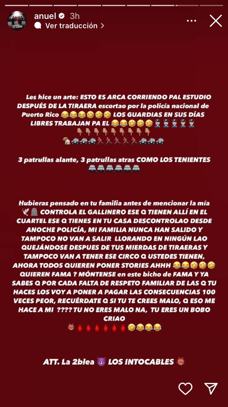 Anuel lanza amenaza a Arcángel.