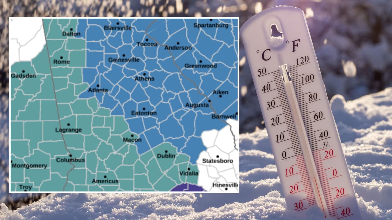Más de 100 condados en Georgia bajo alerta por frío extremo, nieve y posible hielo