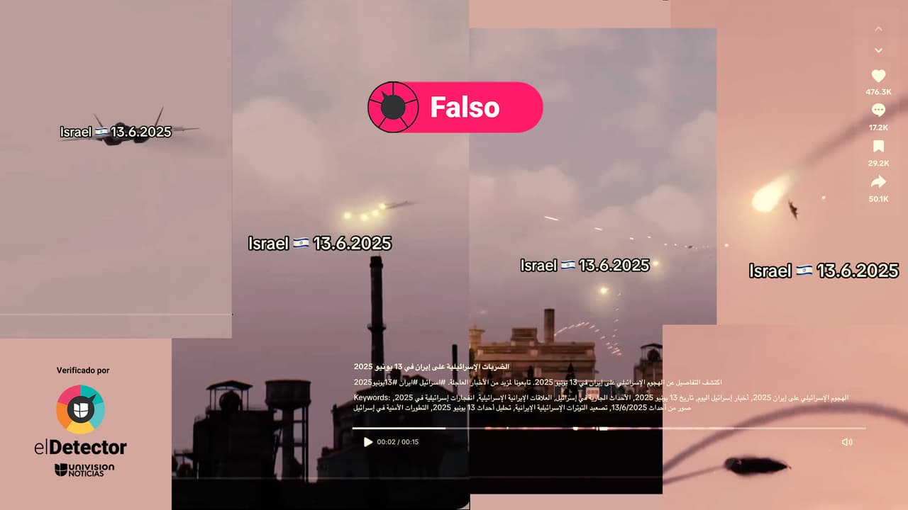 Es falso que este video sea del derribo de un caza en los enfrentamientos entre Israel e Irán: son las imágenes de un videojuego