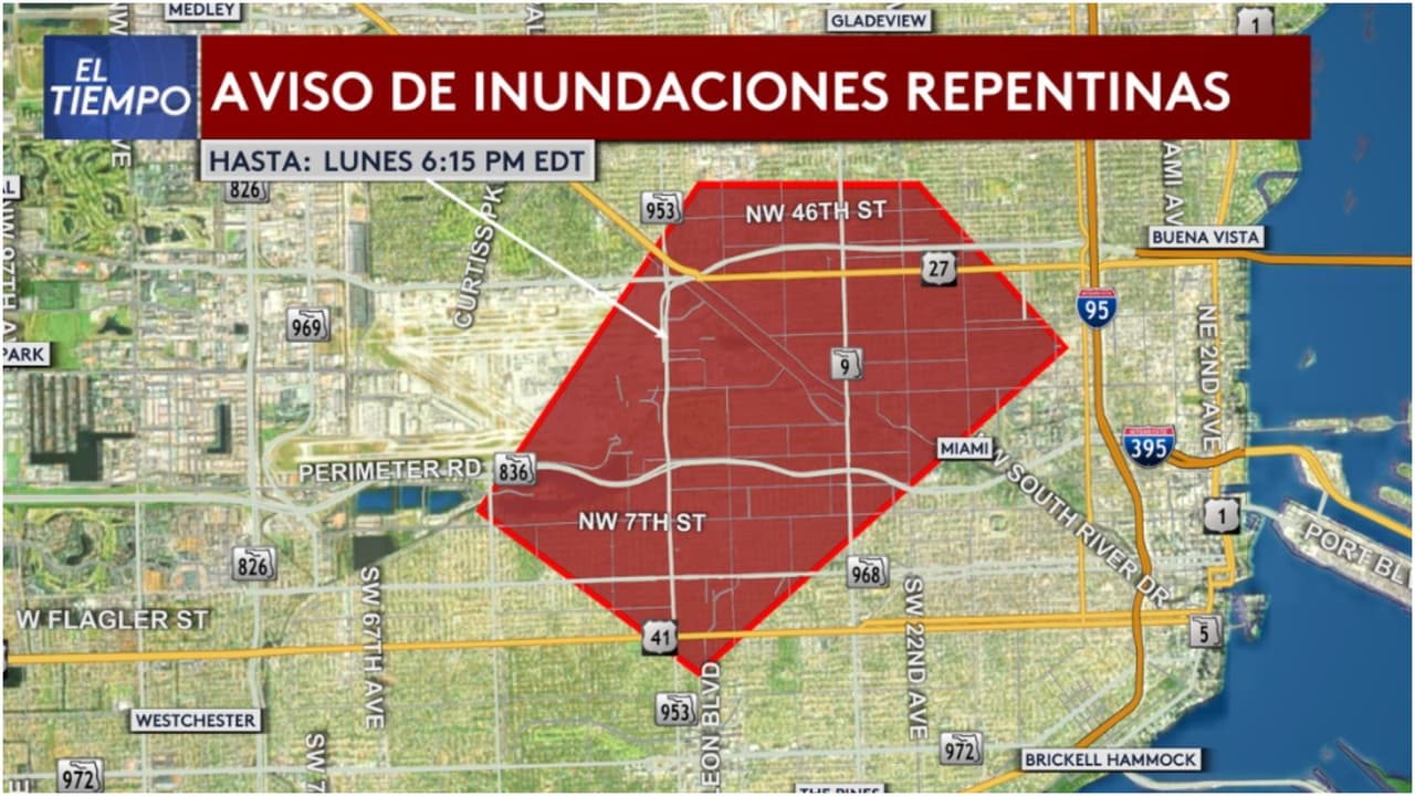 Aviso de inundaciones repentinas en algunas zonas de Miami-Dade