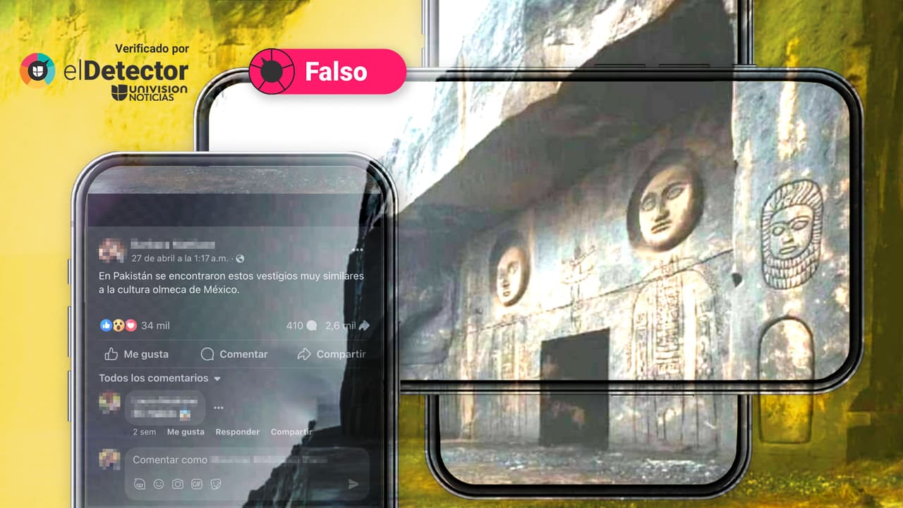 Es falso que esta imagen sea de vestigios de la cultura olmeca hallados en Pakistán