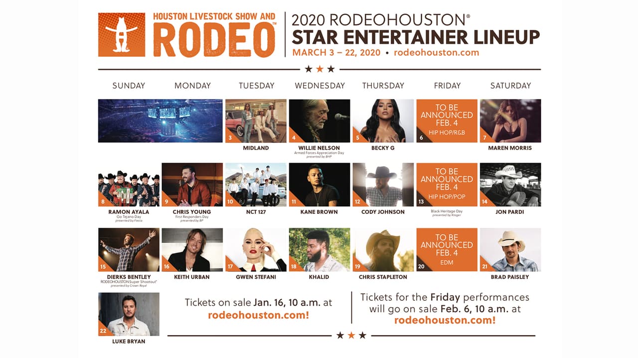 Dan a conocer la lista de artistas participantes en el Rodeo Houston
