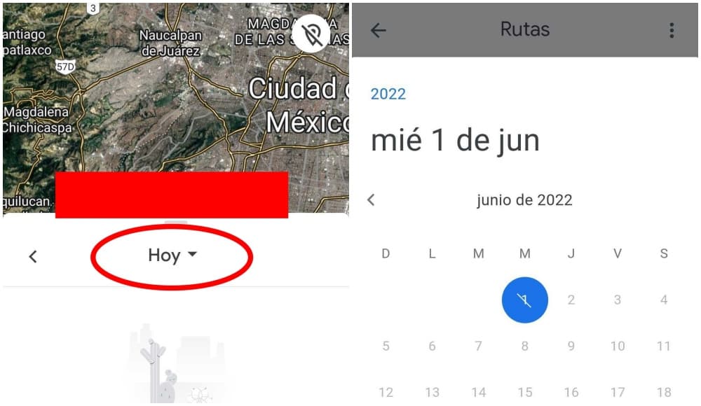 Así se ve tu historial de rutas en una fecha determinada