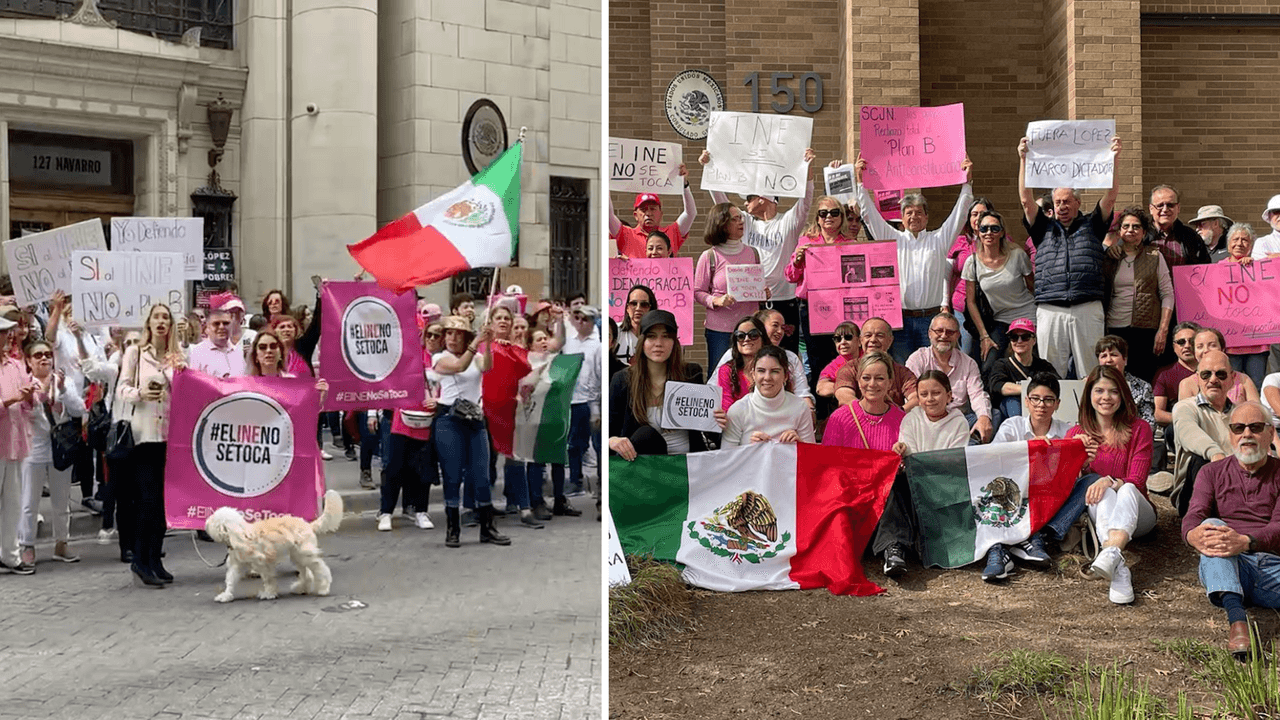Mexicanos protestan en el centro de Texas contra la reforma ‘Plan B’ sobre el INE