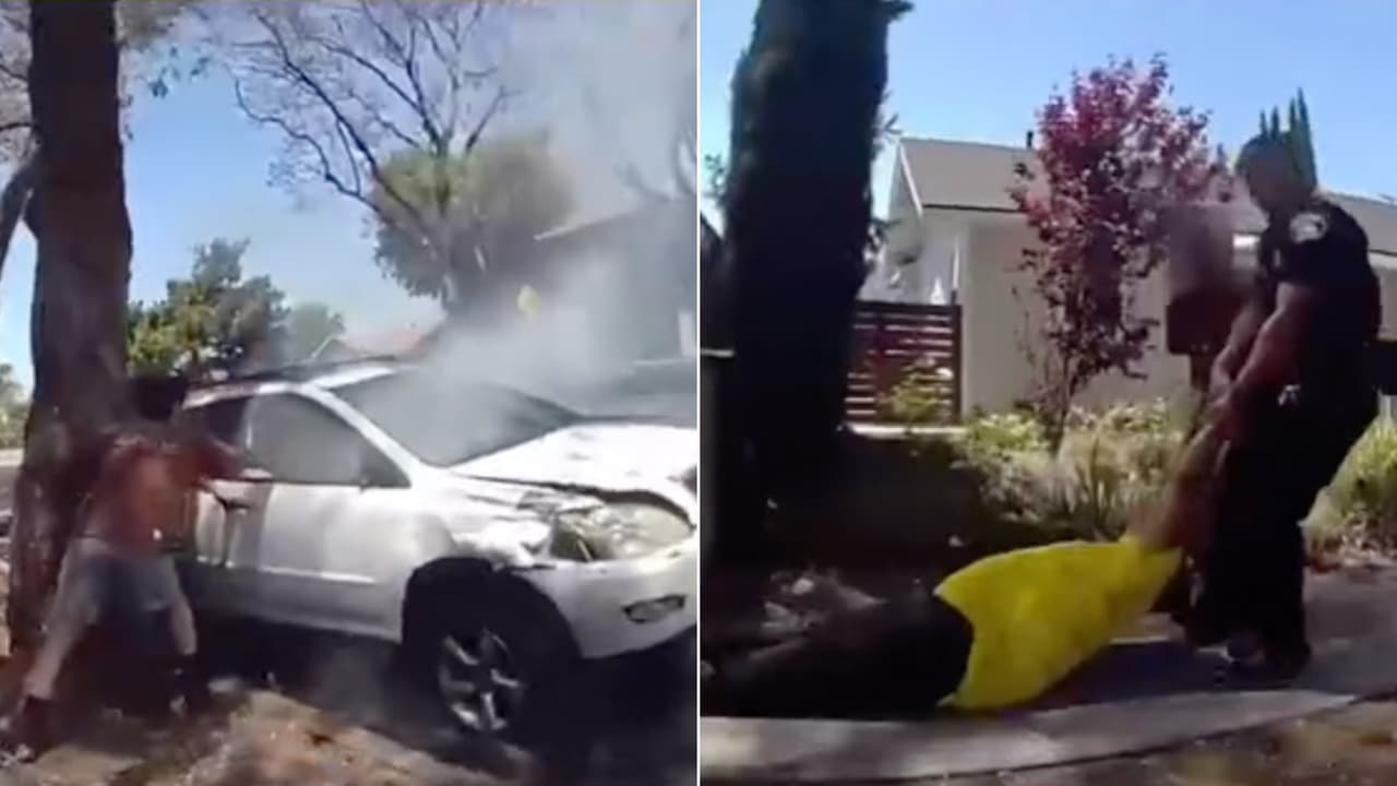 Buen samaritano arriesga su vida y rescata a un hombre de un vehículo en llamas en Fullerton