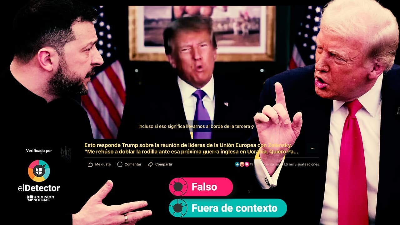 Es falso que ese video muestre a Donald Trump hablando sobre la reunión de los líderes de la UE con Zelensky en Reino Unido: está fuera de contexto