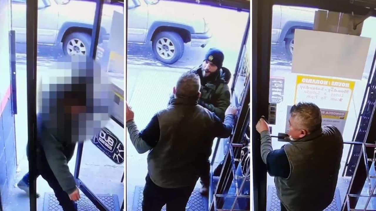 Agente federal intenta ingresar a un negocio durante una persecución en Illinois