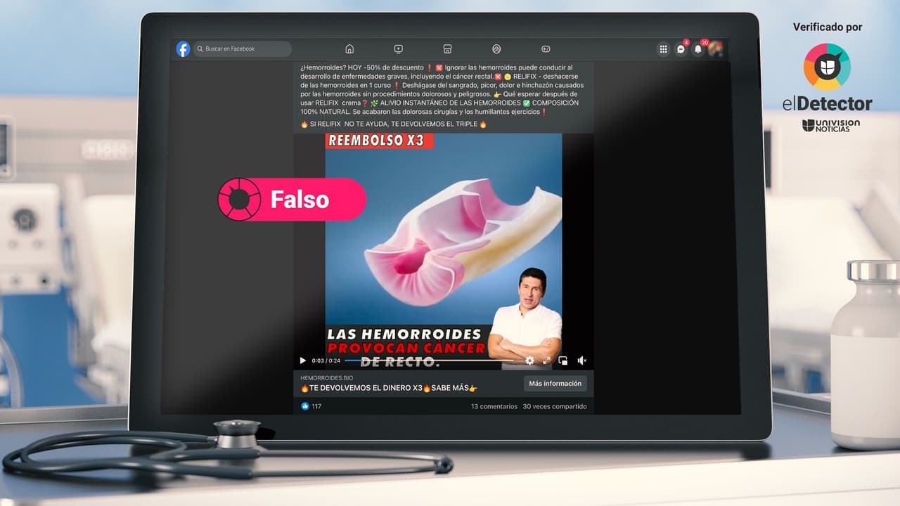 Ese producto que promete aliviar las hemorroides tras “una sola aplicación” usa falsamente la imagen de César Lozano