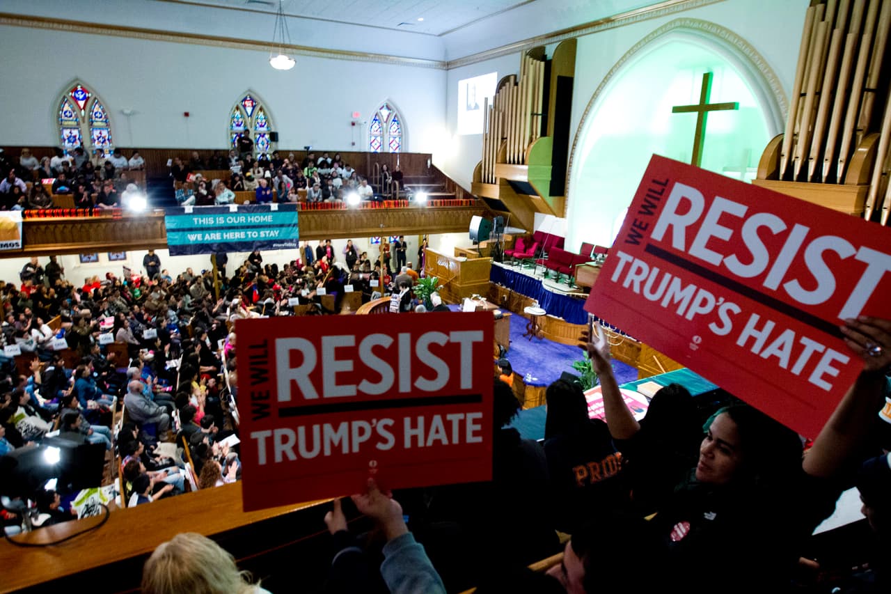 <b>Washington, DC.</b> Demonstrators gathered in the city's Methodist Metropolitan Episcopal Church.