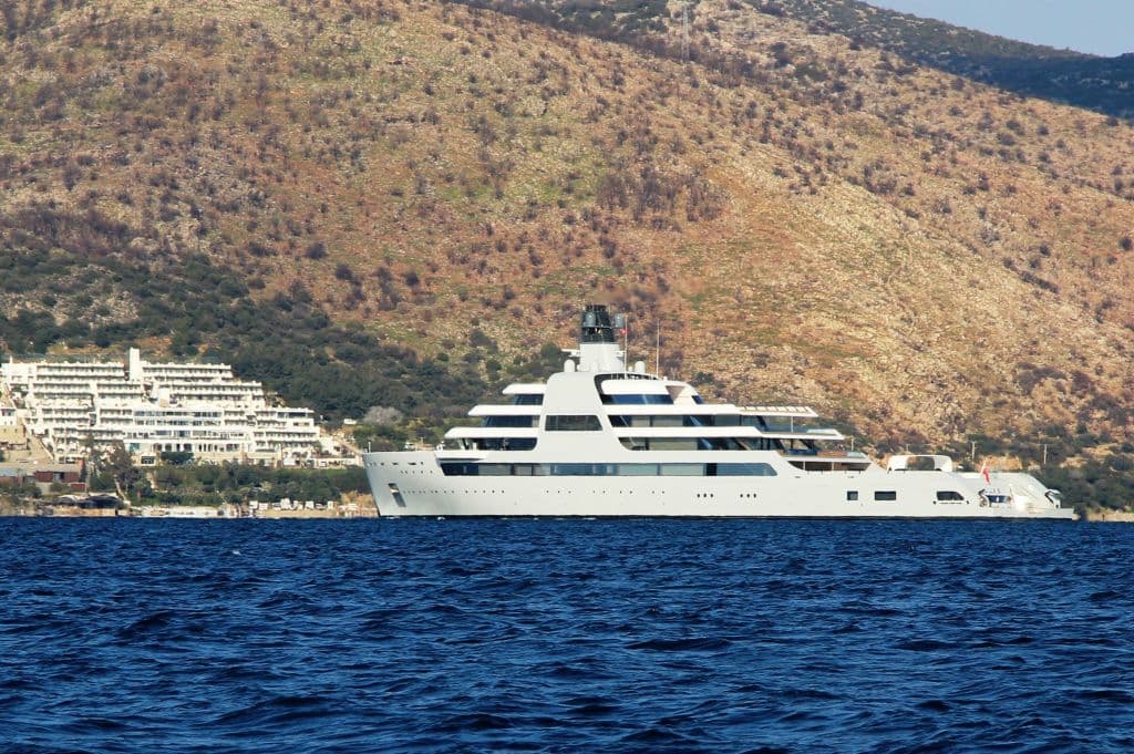 Bermuda-flagged luxury yacht 'My Solaris', belonging to Russian oligarch Roman Abramovich, sails near the Aegean coastal resort on Bodrum, in Mugla, south-west of Turkey, on March 21, 2022.