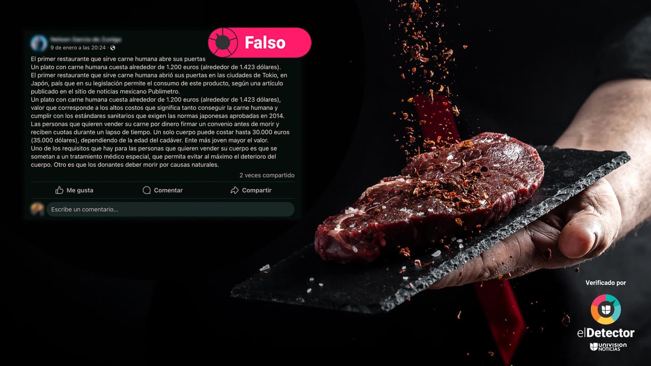 Es falso que en Japón abrió un restaurante que sirve carne humana y que ese país aprueba el canibalismo, como dicen en redes